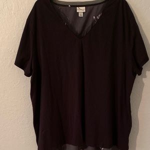 Ava & Viv black blouse with Floral Print back